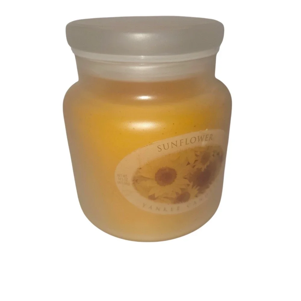 Yankee Candle Sunflower Single Wick Jar Candle 14.5oz Rare Frosted Glass Jar